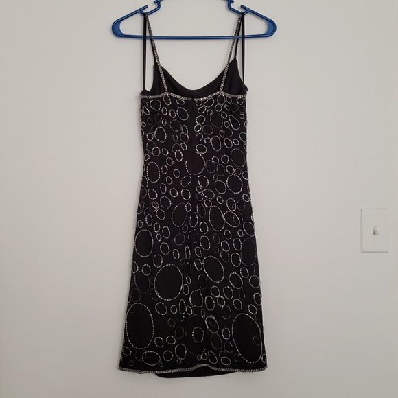 Sue Wong Nocturne Sleeveless Black and Silver Beaded Mesh Mini Dress, Size 4 - Picture 3 of 8